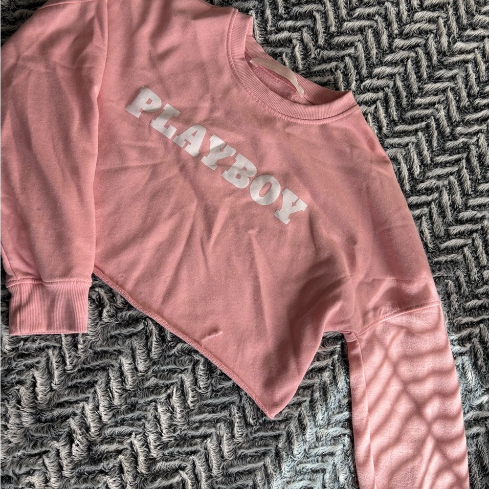 Pink Playboy Cropped Sweatshirt